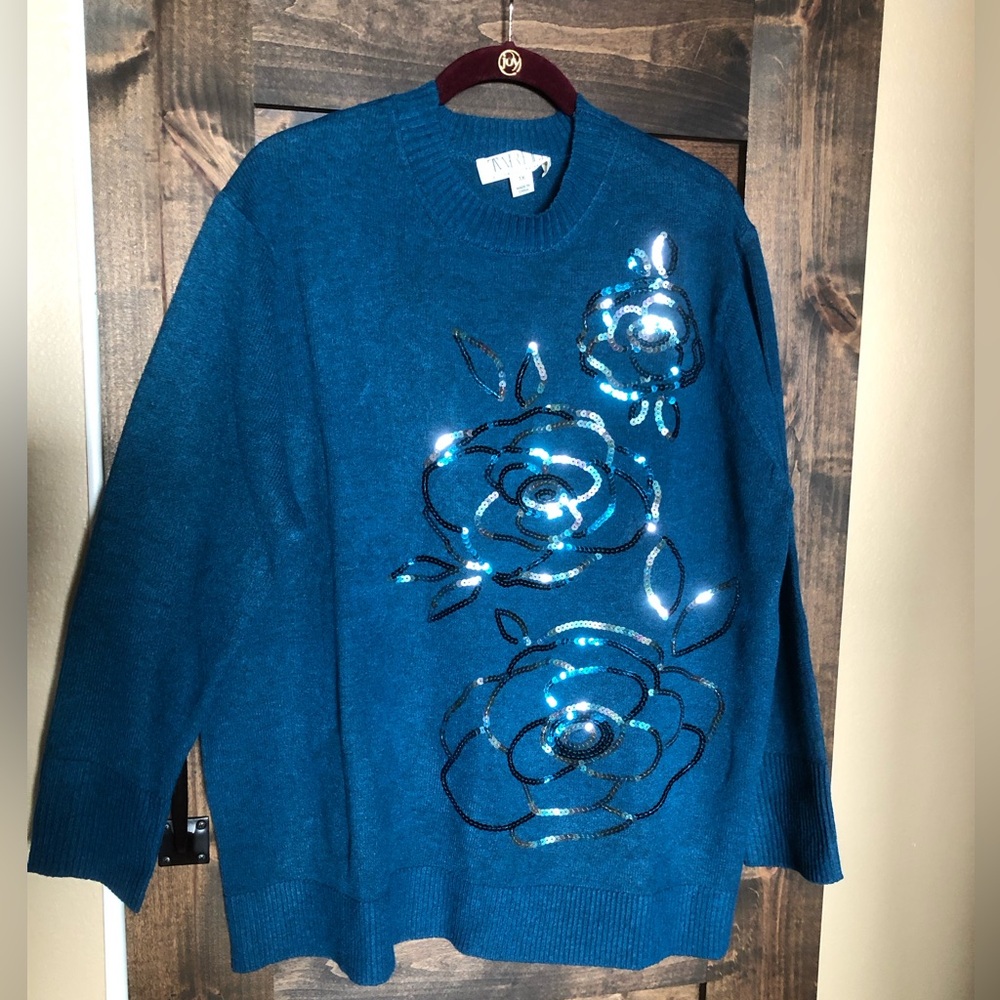 Soft pullover embellished sweater by Christie Brinkley